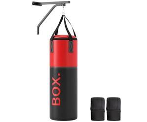 SPORTNOW 3ft Unfilled Punching Bag Set with Boxing Bag Bracket, Heavy Bag with 360° Swivel Hook, Hand Wraps and Boxing Gloves