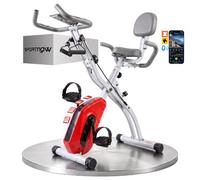 SPORTNOW 4-In-1 Folding Exercise Bike with Bluetooth App, Wheels, Orange
