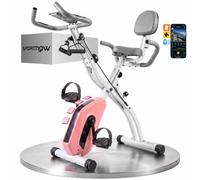 SPORTNOW 4-In-1 Folding Exercise Bike with Bluetooth App, Wheels, Pink
