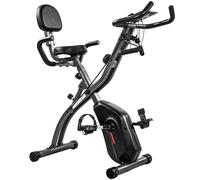 Sportnow 4-In-1 Folding Exercise Bike With Resistance Bands, Black Black