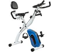 SPORTNOW 4-In-1 Folding Exercise Bike with Resistance Bands, Bluetooth App, 8-Level Magnetic Resistance, LCD Display, Blue