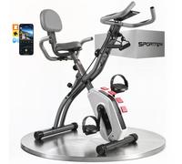 SPORTNOW 4-In-1 Folding Exercise Bike with Resistance Bands, Bluetooth App, 8-Level Magnetic Resistance, LCD Display, Grey