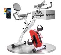 SPORTNOW 4-In-1 Folding Exercise Bike with Resistance Bands, Bluetooth App, 8-Level Magnetic Resistance, LCD Display, Orange