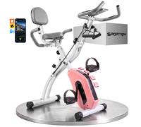 SPORTNOW 4-In-1 Folding Exercise Bike with Resistance Bands in Pink SPORTNOW Pink