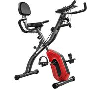 Sportnow 4-In-1 Folding Exercise Bike With Resistance Bands, Red