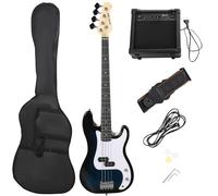 SPORTNOW 4 String Electric Bass Guitar, Full Size for Beginner, Right Hand with Amp, Cable, Guitar Bag, Shoulder Strap, Picks, Wrench, Blue