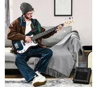 SPORTNOW 4 String Electric Bass Guitar, Full Size for Beginner, Right Hand with Amp, Cable, Guitar Bag, Shoulder Strap, Picks, Wrench, Blue