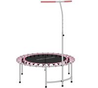 SPORTNOW 40" Fitness Trampoline, Mini Rebounder Trampoline for Adults with 5-Level Adjustable Handle, Indoor Exercise Bungee Rebounder, Max Load 100KG, Pink