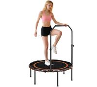 SPORTNOW 40'' Foldable Fitness Trampoline, Mini Trampoline Bungee Rebounder with 5-Level Adjustable Handle for Adults Indoor Outdoor Exercise, Orange