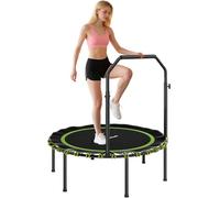 SPORTNOW 40'' Foldable Fitness Trampoline, Mini Trampoline Bungee Rebounder with 5-Level Adjustable Handle for Adults Indoor Outdoor Exercise, Max Load 150kg, Green