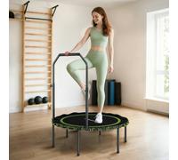 SPORTNOW 40'' Foldable Fitness Trampoline Rebounder with Handle - Green - Φ101 x 109-129H cm