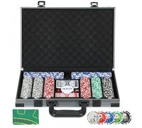 SPORTNOW 400-Piece Poker Chips Set with Lightweight ABS Case, Casino Texas Holdem Poker Set with Mat, 11.5g Numbered Poker Chips, Two Decks of Cards, Dealer, Five Dices, Grey