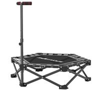 SPORTNOW 42" Foldable Mini Trampoline, One-Step Fold & Open, Rebounder Trampoline with 3-Level Adjustable Handle for Adults