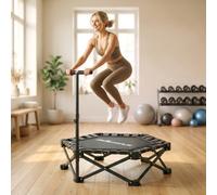 Sportnow 42" Foldable Mini Trampoline With 3-Level Adjustable Handle, Black Black