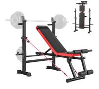 SPORTNOW 420KG Weight Bench with Adjustable Bench Press Rack, Dip Station | Heavy Duty, Flat or Incline Workout Bench, for Home Gym, Full Body Strength Training