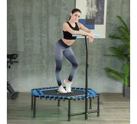 45" Fitness Trampoline with Adjustable Handle, LED Lights, Blue SPORTNOW Blue One Size
