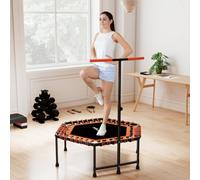 SPORTNOW 45" Fitness Trampoline with Adjustable Handle LED Lights - Orange | TJ Hughes