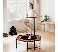 Sportnow 45" Fitness Trampoline With Adjustable Handle, Led Lights, Orange Orange