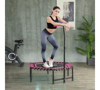 SPORTNOW 45" Fitness Trampoline with Adjustable Handle, LED Lights, Pink, Pink