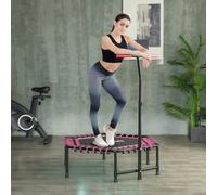 SPORTNOW 45" Fitness Trampoline with Adjustable Handle, LED Lights, Pink - Pink - 114L x 114W x 132H cm