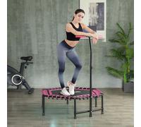 SPORTNOW 45" Fitness Trampoline with Adjustable Handle, Mini Trampoline for Adults with LED Lights, Bungee Rebounder for Indoor Exercise Workout, Max Load 220lbs, Pink