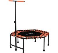 SPORTNOW 45" Fitness Trampoline with Adjustable Handle, Mini Trampoline for Adults with LED Lights, Bungee Rebounder for Indoor Exercise Workout, Max Load 220lbs, Orange