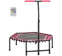 SPORTNOW 45" Rebounder Trampoline for Adults, Quiet Bungee Rebounder with LED Lights and Adjustable Handle, Pink