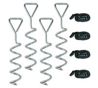 SPORTNOW 4Pcs Trampoline Anchor Kit, 32 cm Heavy Duty Galvanised Steel Trampoline Stakes, Spiral Ground Anchors with Triangle Head, Adjustable Straps for Wind Resistance, Fits Tents, Swings and Sheds