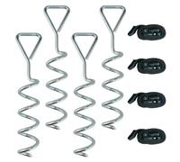 SPORTNOW 4Pcs Trampoline Anchor Kit, 32 cm Galvanised Trampoline Stakes, Spiral Ground Anchors with Triangle Head, Straps