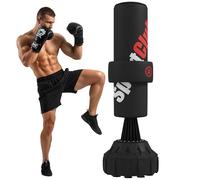 SPORTNOW Freestanding Punching Bag, 175cm Boxing Bag with Stand, Hand Wrap in Black SPORTNOW Black