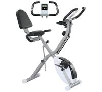SPORTNOW 5-In-1 Foldable Exercise Bike for Home with 8-Level Magnetic Resistance, Upright/Recumbent Folding Stationary Bike with Arm Workout Bands, Heart Rate Sensor, Comfortable Seat Cushion, White