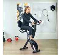 Folding Exercise Bike with Arm Bands and Hand Pulse Sensor, Black SPORTNOW Black One Size