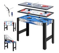 SPORTNOW 5-in-1 Multi Games Table, Mini Pool Table Tennis Hockey Table, Basketball Arcade Game, Archery, Blue
