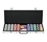 SPORTNOW 500 Piece Poker Chips Set with Mat Aluminium Case and 2 Decks of Cards