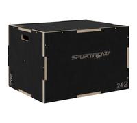 Sportnow 51/61/76Cm Plyometric Jump Box, Wooden Plyo Box For Home Gym, Black