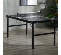 SPORTNOW 5ft Mini Table Tennis Table, Folding Ping Pong Table with Net and Aluminium Frame, Portable Ping Pong Game Set for Indoor Outdoor Use, Black