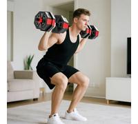 SPORTNOW 4-in-1 Adjustable Weight Dumbbells Set, 20kg Free Weights Set, Red, Red