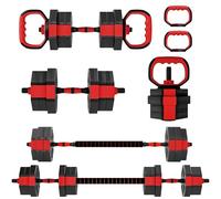 SPORTNOW 4-in-1 Adjustable Weight Dumbbells Set, 20kg Free Weights Set, Red, Red