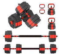 Sportnow 6-In-1 Adjustable Weight Dumbbells Set, 30Kg Free Weights Set, Red