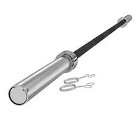 SPORTNOW 5cm Weight Lifting Bar, Barbell Bar with Spring Clips, 210cm in Silver | Size: 210 cm SPORTNOW Silver 210 cm