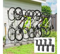 SPORTNOW 8 Pack Bike Rack, Wall Mounted Bike Hooks for Garage - Black - 25.5L x 10.5W x 4H cm