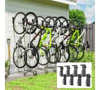 SPORTNOW 8 Pack Bike Rack, Wall Mounted Bicycle Hanger Hook, Foldable Garage Bike Wall Rack, Bicycle Storage Holder for Indoor Outdoor Use