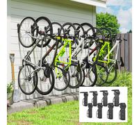 SPORTNOW 8 Pack Bike Rack, Wall Mounted Bicycle Hanger Hook, Foldable Garage Bike Wall Rack, Bicycle Storage Holder for Indoor Outdoor Use