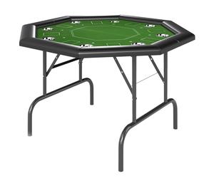 SPORTNOW 8 Player Folding Poker Table, Portable Octagon Blackjack Table with Cup Holders with Cup Holders, Padded Edge, Green