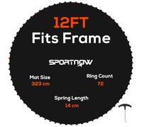 SPORTNOW 8ft/10ft/12ft Trampoline Replacement Mat for V Hooks | Eight Rows of Stitching, Spring Pull Tool, Using 14cm Springs, Trampoline Jumping Mat