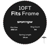 SPORTNOW 8ft/10ft/12ft Trampoline Replacement Mat for V Hooks | Eight Rows of Stitching, Spring Pull Tool, Using 14cm Springs, Trampoline Jumping Mat