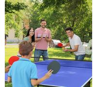 SPORTNOW 9FT Foldable Table Tennis Table with Cover, Net, Paddles, Balls in Blue SPORTNOW Blue
