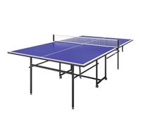 SPORTNOW 9FT Folding Table Tennis Table Portable Full-Size Indoor Blue | for Ping Pong, Quick Set-Up, 4 Wheels, 2 Bats, 3 Balls