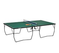 SPORTNOW 9FT Folding Table Tennis Table, Portable Full-Size Ping Pong Table w/ 8 Wheels, 2 Bats, 3 Balls, Quick Set-Up Indoor Game Table - Green Green