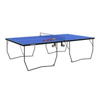 SPORTNOW 9FT Folding Table Tennis Table with 8 Wheels for Indoor Use - Blue, none